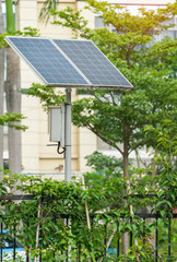 street lamp post with solar panel energy