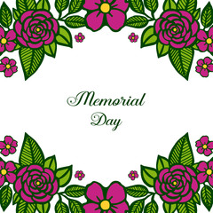 Vector illustration art of purple rose bouqet frame for template of memorial days