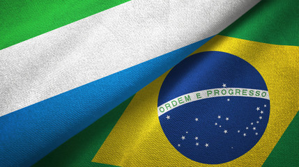 Sierra Leone and Brazil two flags textile cloth, fabric texture 
