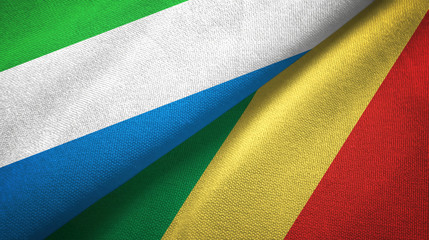 Sierra Leone and Congo two flags textile cloth, fabric texture 