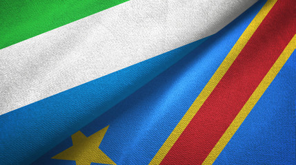 Sierra Leone and Congo Democratic Republic two flags textile cloth