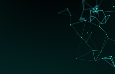 Fototapeta premium Data technology abstract futuristic illustration . Low poly shape with connecting dots and lines on dark background. 3D rendering . Big data visualization.
