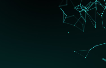 Abstract connection dots. Technology background. Digital drawing black and white theme. Network concept 3d rendered.