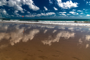 blue sky, sun and clouds