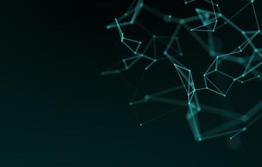 3d rendering Abstract futuristic dots and lines. computer geometric digital connection structure. Futuristic blue abstract grid. Intelligence artificial