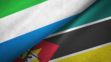 Sierra Leone and Mozambique two flags textile cloth, fabric texture