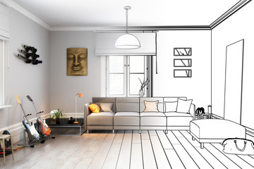 Sofa im Wohnzimmer (Entwurf)