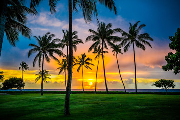 Obraz na płótnie Canvas Sunset at Ko Olina Resort on Oahu's West Side