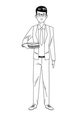 businessman avatar cartoon character black and white