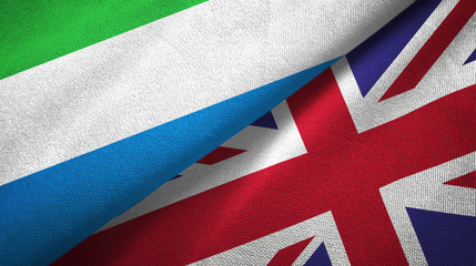 Sierra Leone and United Kingdom two flags textile cloth, fabric texture © Aleks Taurus