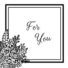 Vector illustration decoration for you with backdrop on a white flower frame