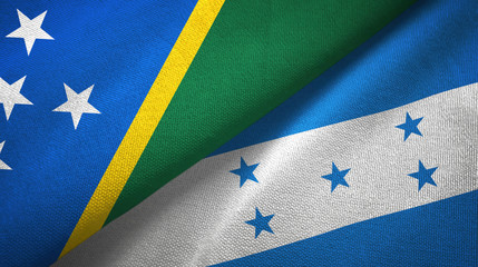 Solomon Island and Honduras two flags textile cloth, fabric texture