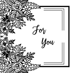 Vector illustration beautiful wreath frame with invitation card for you