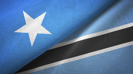 Fototapeta premium Somalia and Botswana two flags textile cloth, fabric texture 