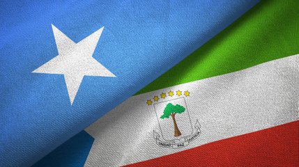 Somalia and Equatorial Guinea two flags textile cloth, fabric texture