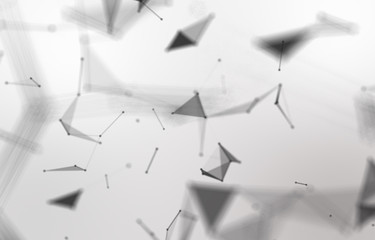 Abstract Polygonal White Background with Low Poly Connecting Dots and Lines - Connection Structure - Futuristic HUD Background. 3D Rendering.