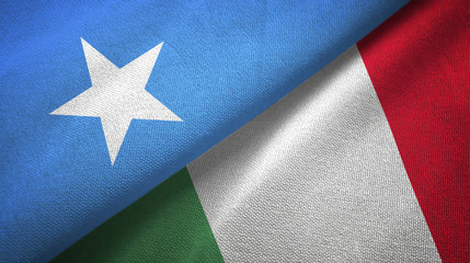 Somalia and Italy two flags textile cloth, fabric texture