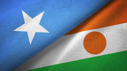 Somalia and Niger two flags textile cloth, fabric texture