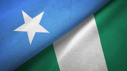 Somalia and Nigeria two flags textile cloth, fabric texture
