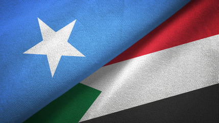 Somalia and Sudan two flags textile cloth, fabric texture