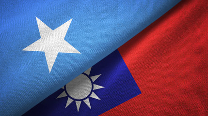 Somalia and Taiwan two flags textile cloth, fabric texture