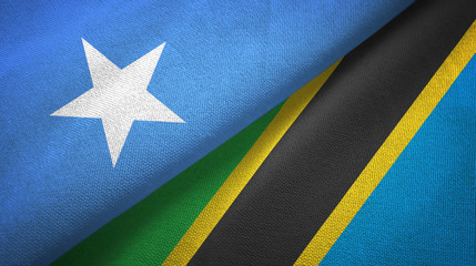 Somalia and Tanzania two flags textile cloth, fabric texture