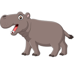 Cartoon smiling hippo isolated on white background