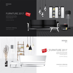 2 Banner Furniture Sale Design Template Vector Illustration