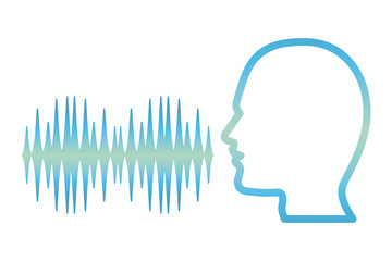 human head silhouette with sound signal