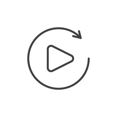 Music refresh button line icon. linear style sign for mobile concept and web design. Replay music outline vector icon. Symbol, logo illustration. Vector graphics
