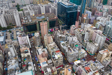 Hong Kong downtown city from top