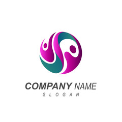 People logo, human logo with a circle, charity icon and human logo, social icon