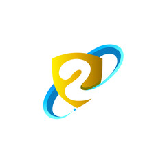 Fototapeta premium logo number 2, logo 2 and shield, security icon