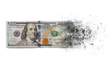 The concept of a falling currency. Isolate on white background.