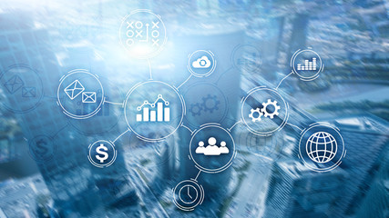 Business process automation concept on blurred background