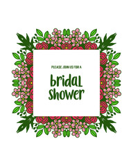 Vector illustration ornate of colorful wreath frame for wedding invitation bridal shower