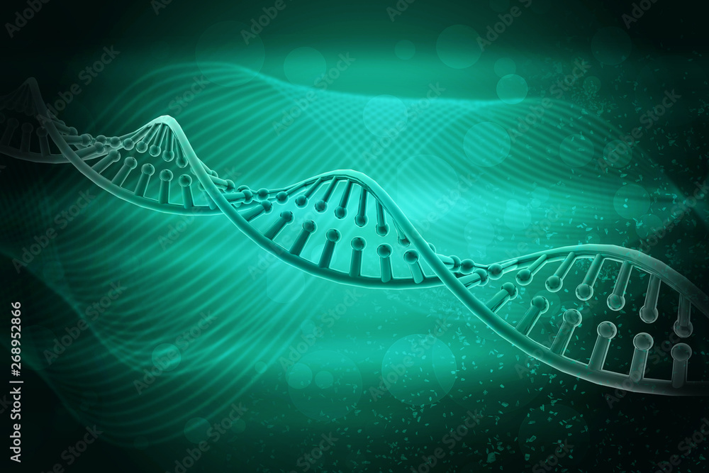 Poster 3d render of dna structure, abstract background