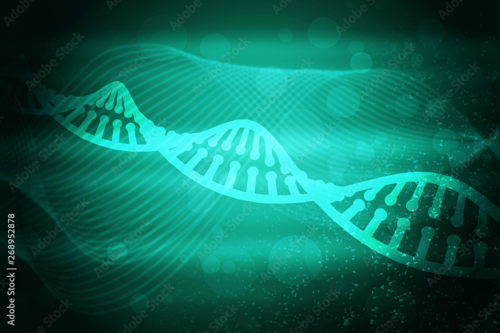 Poster 3d render of dna structure, abstract background
