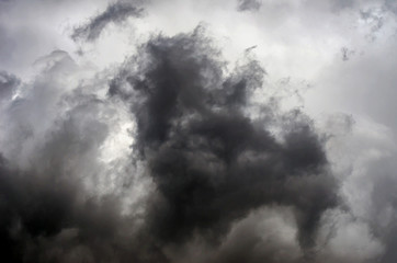 Dramatic stormy clouds after thunderstorm. Danger, Faith Concept.