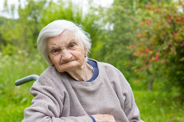 Old lady in wheelchair