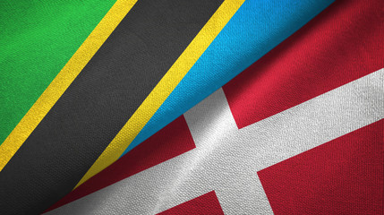 Tanzania and Denmark two flags textile cloth, fabric texture