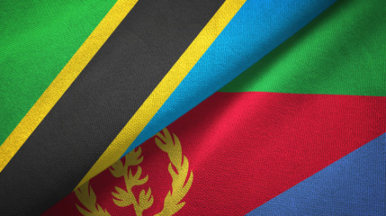 Tanzania and Eritrea two flags textile cloth, fabric texture