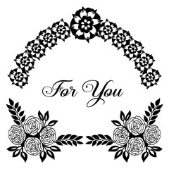 Vector illustration wallpaper wreath frame with text for you