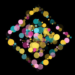 Memphis round confetti festive background