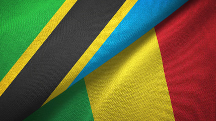 Tanzania and Mali two flags textile cloth, fabric texture