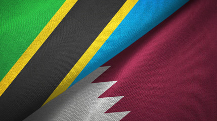 Tanzania and Qatar two flags textile cloth, fabric texture