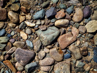 Stones on the ground. Rock background. Ground and stones. Rocky soil. Stone background. Natural