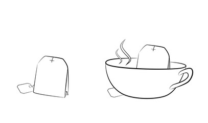 tea bag brewed in a cup. vector illustration.