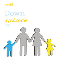 family with children the color of down syndrome. World Down Syndrome Day. vector illustration.