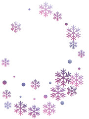 Crystal snowflake and circle shapes on white